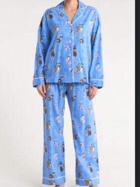 PJ Salvage Lightweight Flannel Pajamas Set True Blue